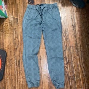 plaid black and white american eagle jogger pants